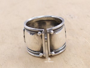 BA147 Bague Tibétaine Argent Massif Turquoise