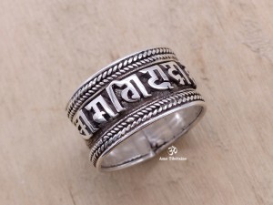 BA155 Bague Argent Massif Mantra Tibétain Om Mani Padme Hum
