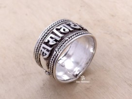 BA155 Bague Argent Massif Mantra Tibétain Om Mani Padme Hum