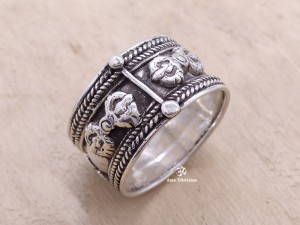 BA155 Bague Argent Massif Mantra Tibétain Om Mani Padme Hum