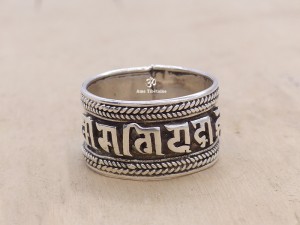 BA155 Bague Argent Massif Mantra Tibétain Om Mani Padme Hum