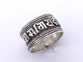 BA155 Bague Argent Massif Mantra Tibétain Om Mani Padme Hum