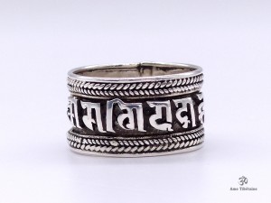 BA155 Bague Argent Massif Mantra Tibétain Om Mani Padme Hum