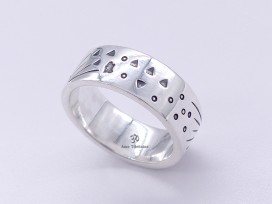 BA188. Bague Tibétaine en Argent Massif avec des Soleils