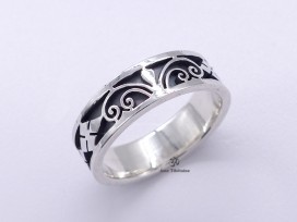 BA263 Bague Tibétaine Argent Massif Tête de Mort. Taille 55