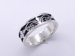 BA263 Bague Tibétaine Argent Massif Tête de Mort. Taille 55