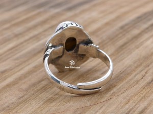 BA290 Bague Tibétaine Argent Massif Oeil de Tigre. Taille Réglable