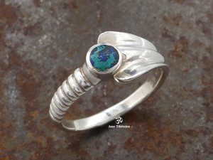BA296 Bague Tibétaine Argent Massif Turquoise. Taille 56