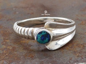 BA296 Bague Tibétaine Argent Massif Turquoise. Taille 56