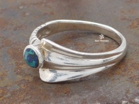 BA296 Bague Tibétaine Argent Massif Turquoise. Taille 56