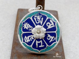 PA95 Pendentif Argent Massif Mantra Tibétain Om Mani Padme Hum