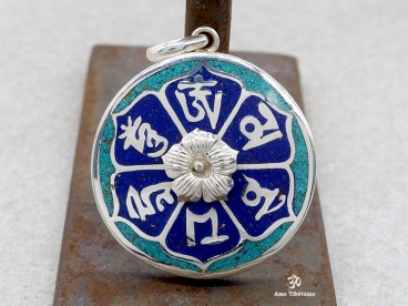 PA95 Pendentif Argent Massif Mantra Tibétain Om Mani Padme Hum