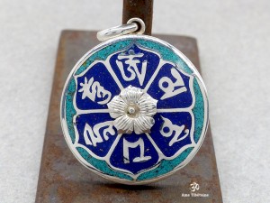PA95 Pendentif Argent Massif Mantra Tibétain Om Mani Padme Hum