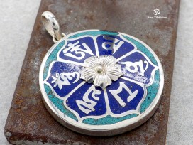 PA95 Pendentif Argent Massif Mantra Tibétain Om Mani Padme Hum