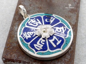 PA95 Pendentif Argent Massif Mantra Tibétain Om Mani Padme Hum