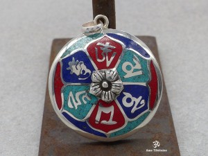 PA96 Pendentif Argent Massif Mantra Tibétain Om Mani Padme Hum