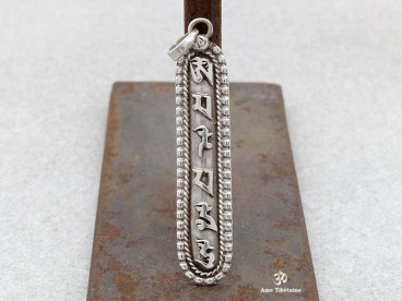 PA104 Pendentif Argent Massif Mantra Tibétain 