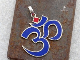 PA107 Pendentif Argent Massif Om Lapis Lazuli
