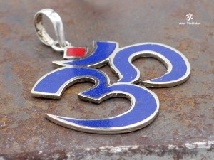 PA107 Pendentif Argent Massif Om Lapis Lazuli