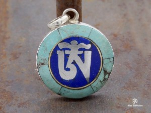 PA110 Pendentif Argent Massif Om Tibétain