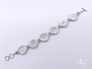 BRA10 Bracelet Tibétain Argent Massif Corail Mantra Bouddhiste 