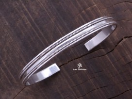 BRA21 Bracelet Tibétain Argent Massif