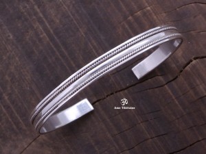 BRA21 Bracelet Tibétain Argent Massif