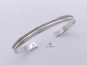 BRA21. Bracelet Tibétain Argent Massif
