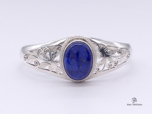 BRA44 Bracelet Tibétain Argent Massif Lapis Lazuli