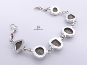BRA60 Bracelet Tibétain Argent Massif Turquoise
