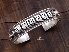 BRA39 Bracelet Tibétain Argent Massif Mantra Bouddhiste