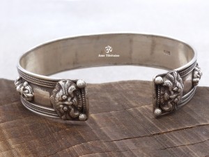 BRA39 Bracelet Tibétain Argent Massif Mantra Bouddhiste