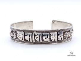 BRA39 Bracelet Tibétain Argent Massif Mantra Bouddhiste