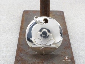 PA164 Pendentif Argent Massif Fleur de Lotus