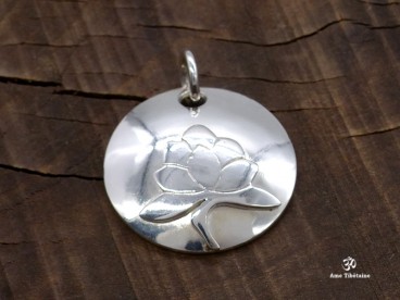 PA164 Pendentif Argent Massif Fleur de Lotus