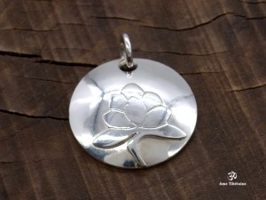 PA164 Pendentif Argent Massif Fleur de Lotus
