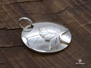 PA164 Pendentif Argent Massif Fleur de Lotus
