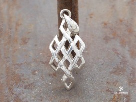 PA196 Pendentif Argent Massif Nœud Sans Fin Signes Auspicieux