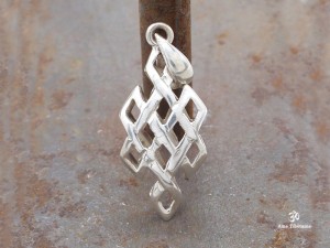 PA196 Pendentif Argent Massif Nœud Sans Fin Signes Auspicieux