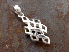 PA196 Pendentif Argent Massif Nœud Sans Fin Signes Auspicieux