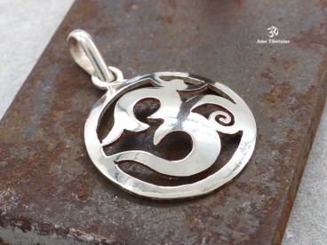 PA263 Pendentif Argent Massif Om Sanskrit