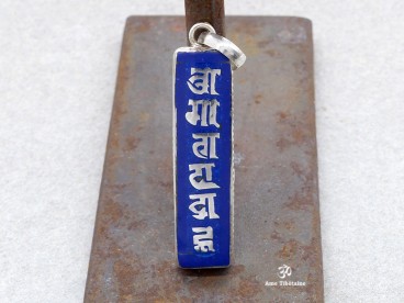 PA300 Pendentif Argent Massif Mantra Om Mani Padme Hum Lapis Lazuli