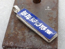 PA300 Pendentif Argent Massif Mantra Om Mani Padme Hum Lapis Lazuli