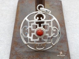 PA307 Pendentif Argent Massif Mandala Corail