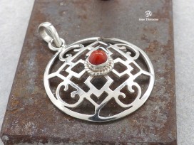 PA307 Pendentif Argent Massif Mandala Corail