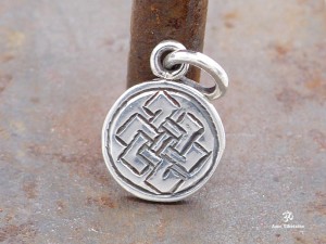 PA378 Pendentif Argent Massif Nœud Sans Fin Signes Auspicieux