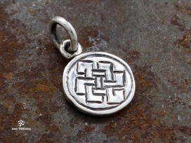 PA378 Pendentif Argent Massif Nœud Sans Fin Signes Auspicieux