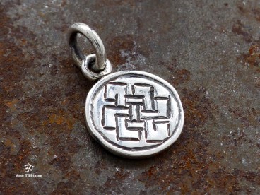 PA378 Pendentif Argent Massif Nœud Sans Fin Signes Auspicieux