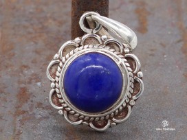 PA329 Pendentif Tibétain Argent Massif Lapis Lazuli