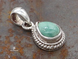 PA330 Pendentif Tibétain Argent Massif Turquoise